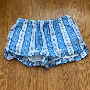 Vineyard Vines blue and white striped shorts elastic waist cotton tassel boxers